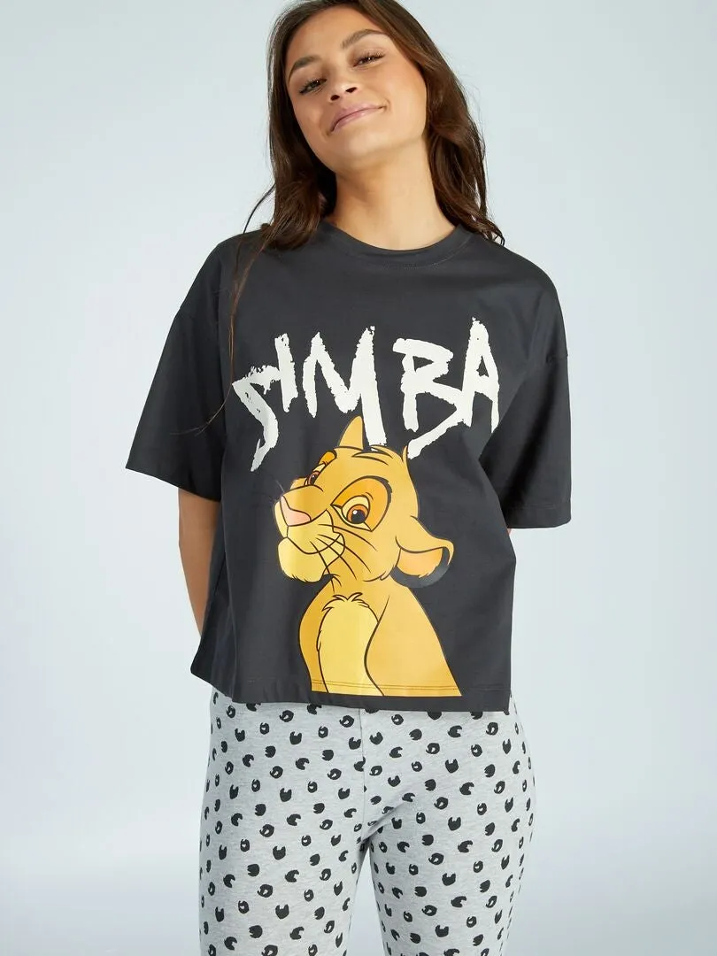 PIJAMA LARGO 'SIMBA'  2 PIEZAS  NEGRO
