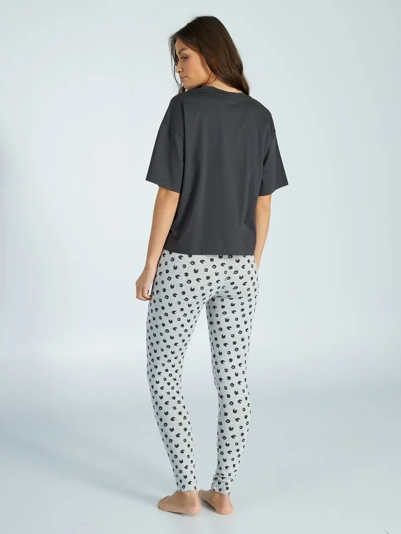 PIJAMA LARGO 'SIMBA'  2 PIEZAS  NEGRO