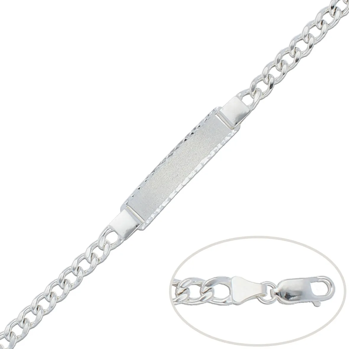 Pulsera con Placa Plata 6mm.