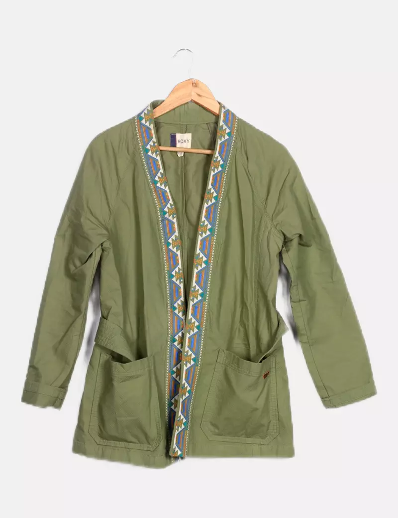 Roxy Chaqueta verde con bordados