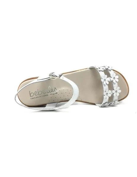 sandalia charol blanco con flores
