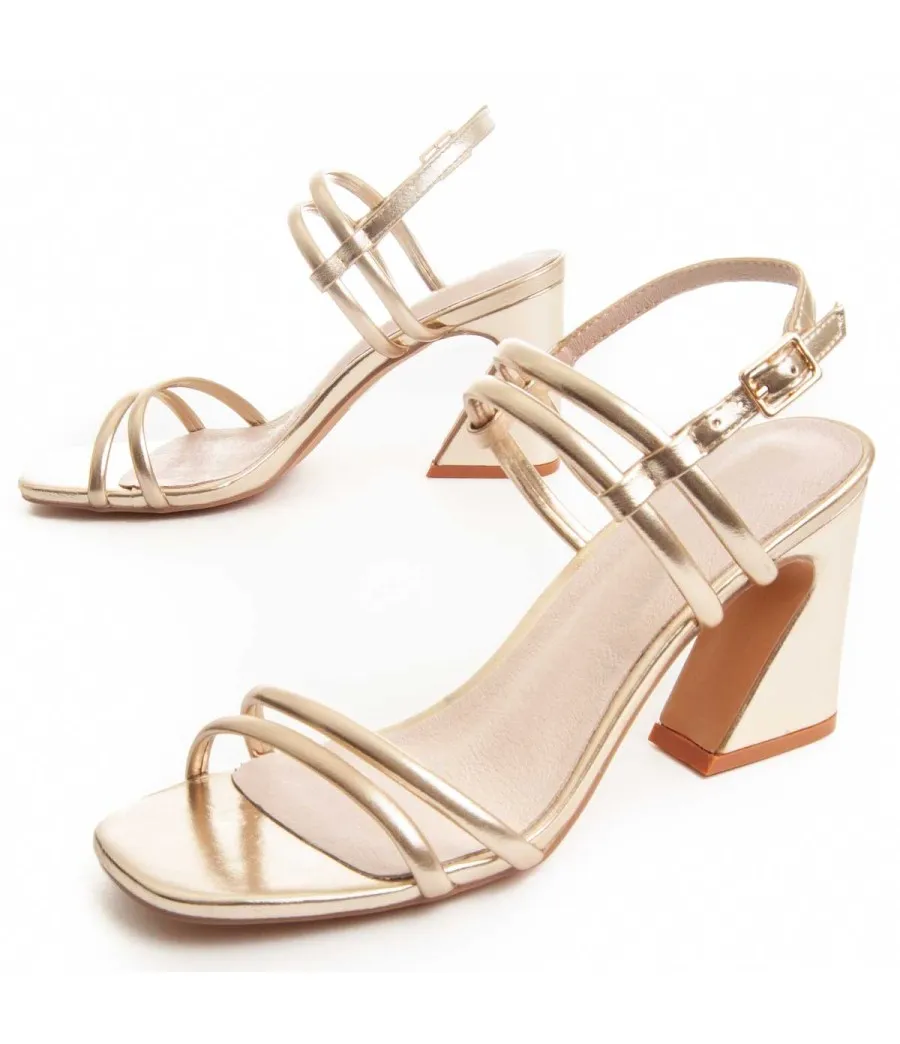 Sandalia Con Tacón Para Mujer.  Montevita  Sanndal13  88475 Dorado