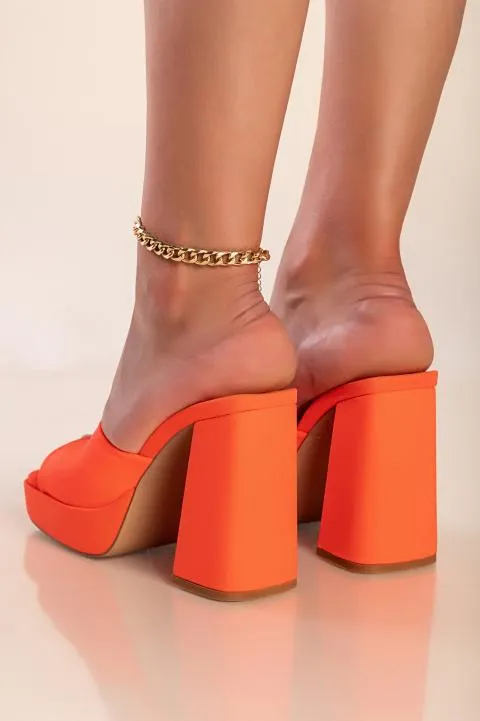 Sandalias de tacón alto, naranja