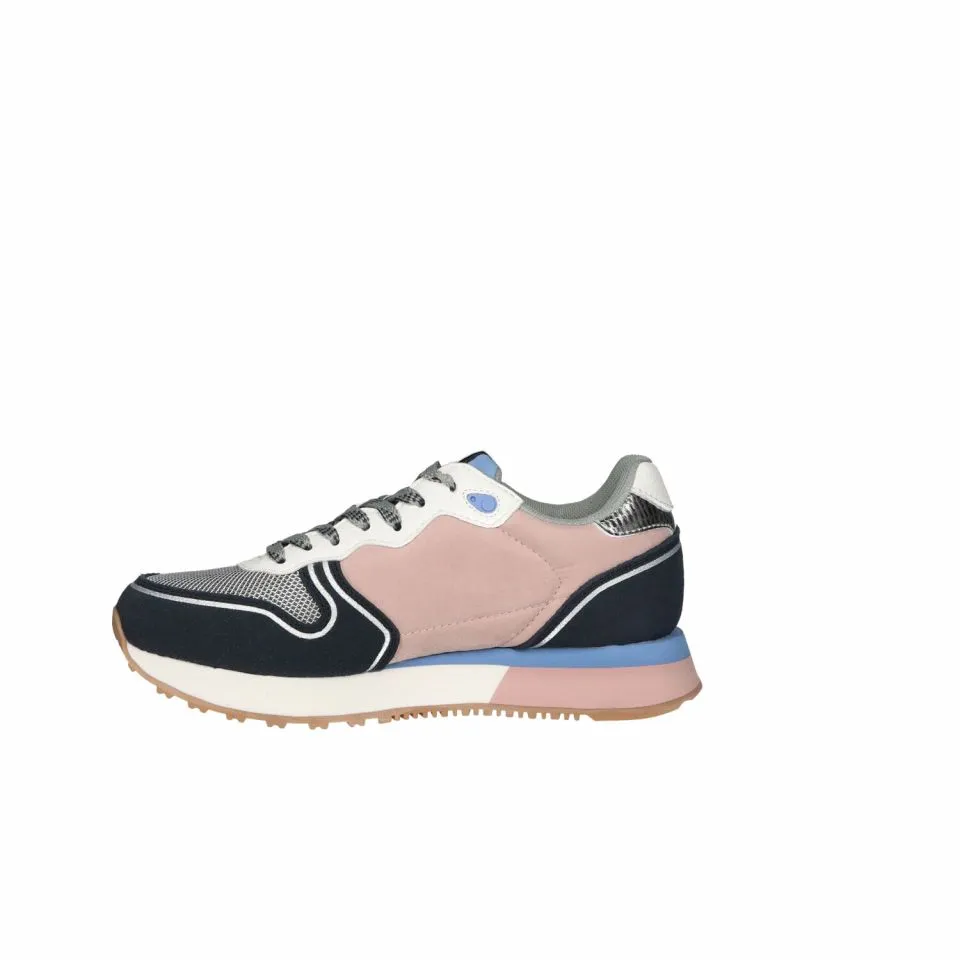 Sneaker Nobuck Azul Filo Plata Laterales Nylon Rosa