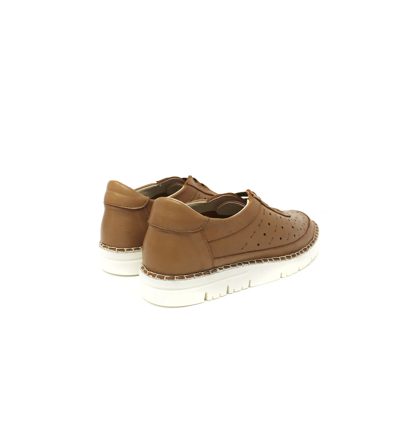 Sneaker troquelada en piel para mujer en marrón