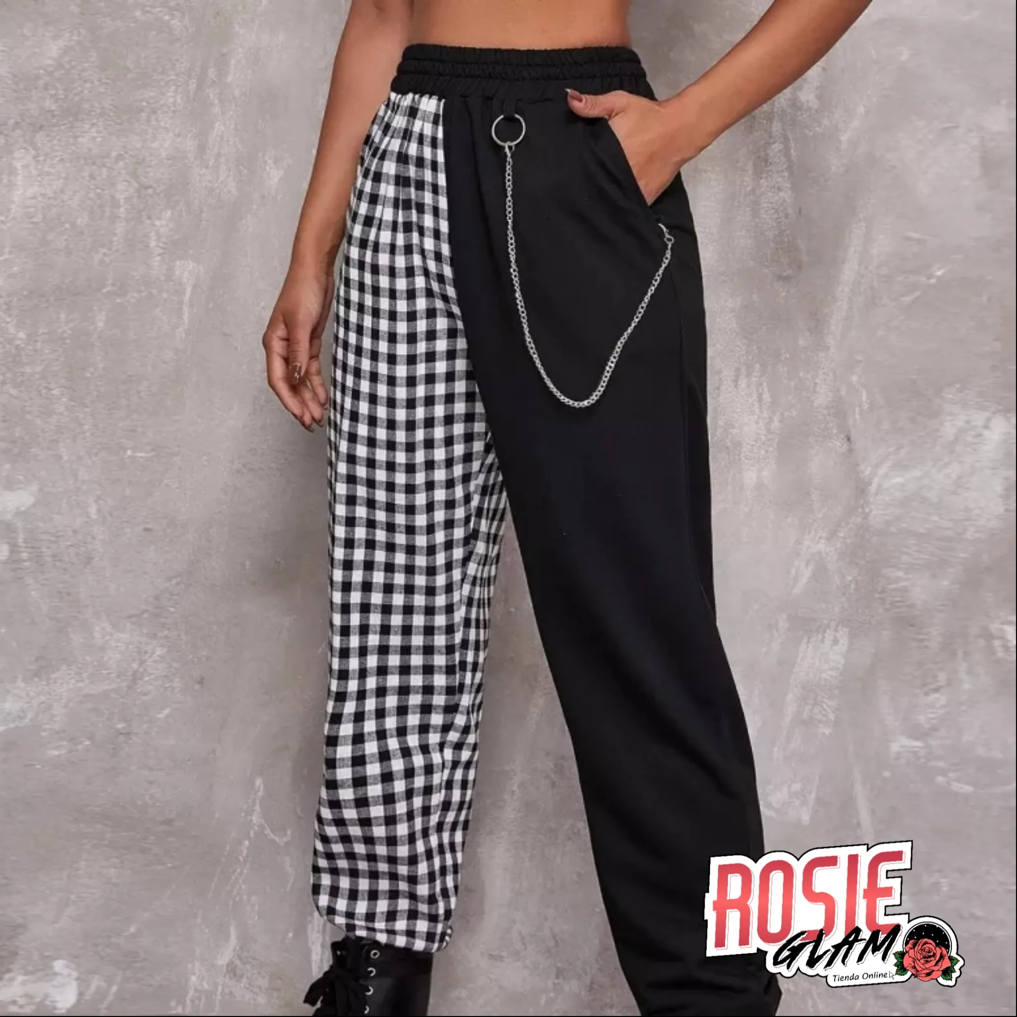 SUDADERA CUADROS NEGROS  ROSIEGLAM