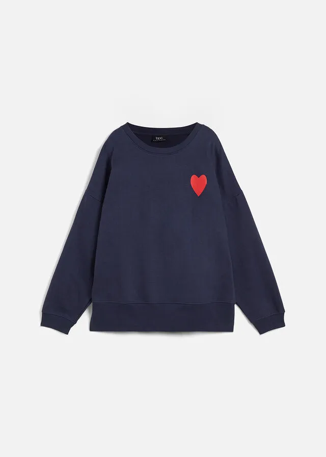 SUDADERA DE ALGODóN ORGáNICO CON CORTE CóMODO Y ABERTURAS LATERALES AZUL MARINOFRESA ESTAMPADO