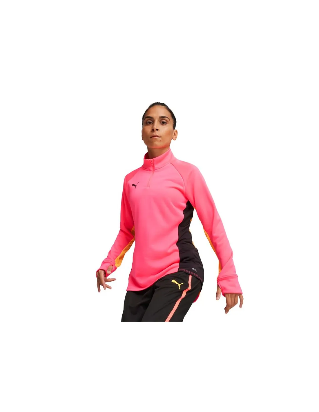 Sudadera de Fútbol Puma individualBLAZE 1/4 Zip Naranja Mujer