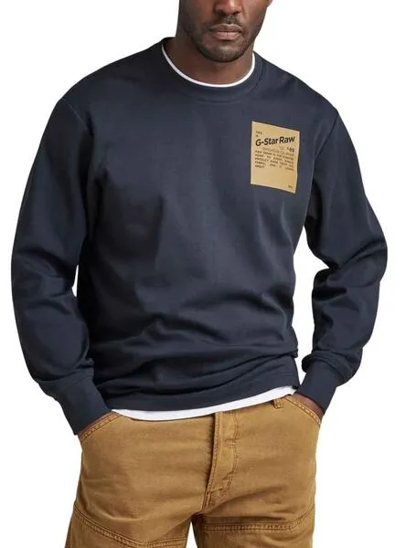 SUDADERA GSTAR TILE BACK LOOSE AZUL PARA HOMBRE