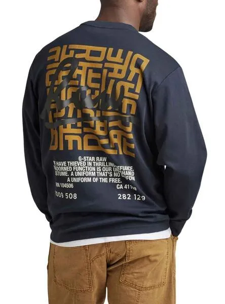 SUDADERA GSTAR TILE BACK LOOSE AZUL PARA HOMBRE