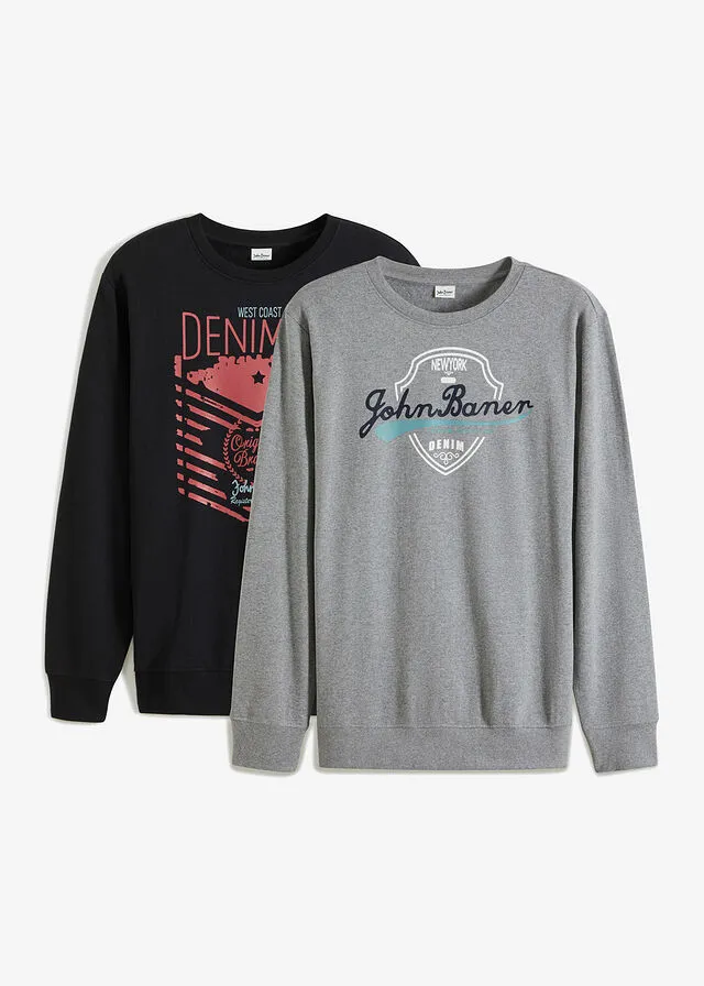 Sudadera Gris claro jaspeado estampado + negro estampado