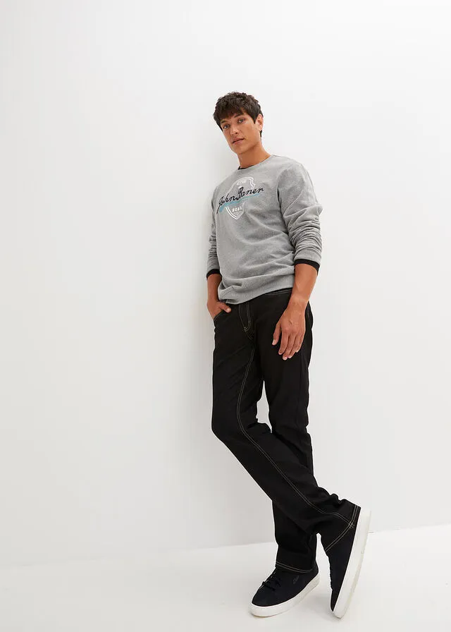 Sudadera Gris claro jaspeado estampado + negro estampado