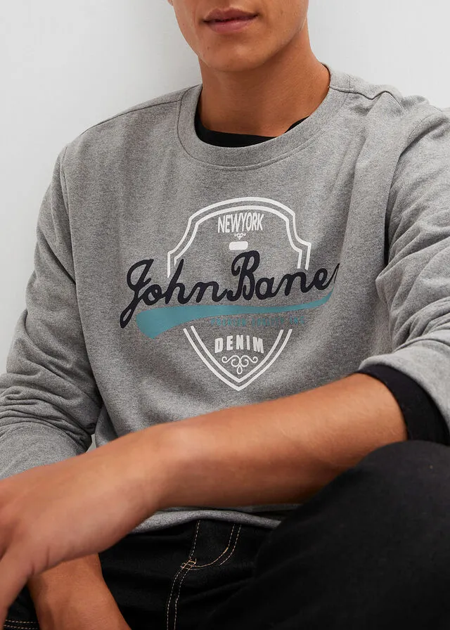 Sudadera Gris claro jaspeado estampado + negro estampado