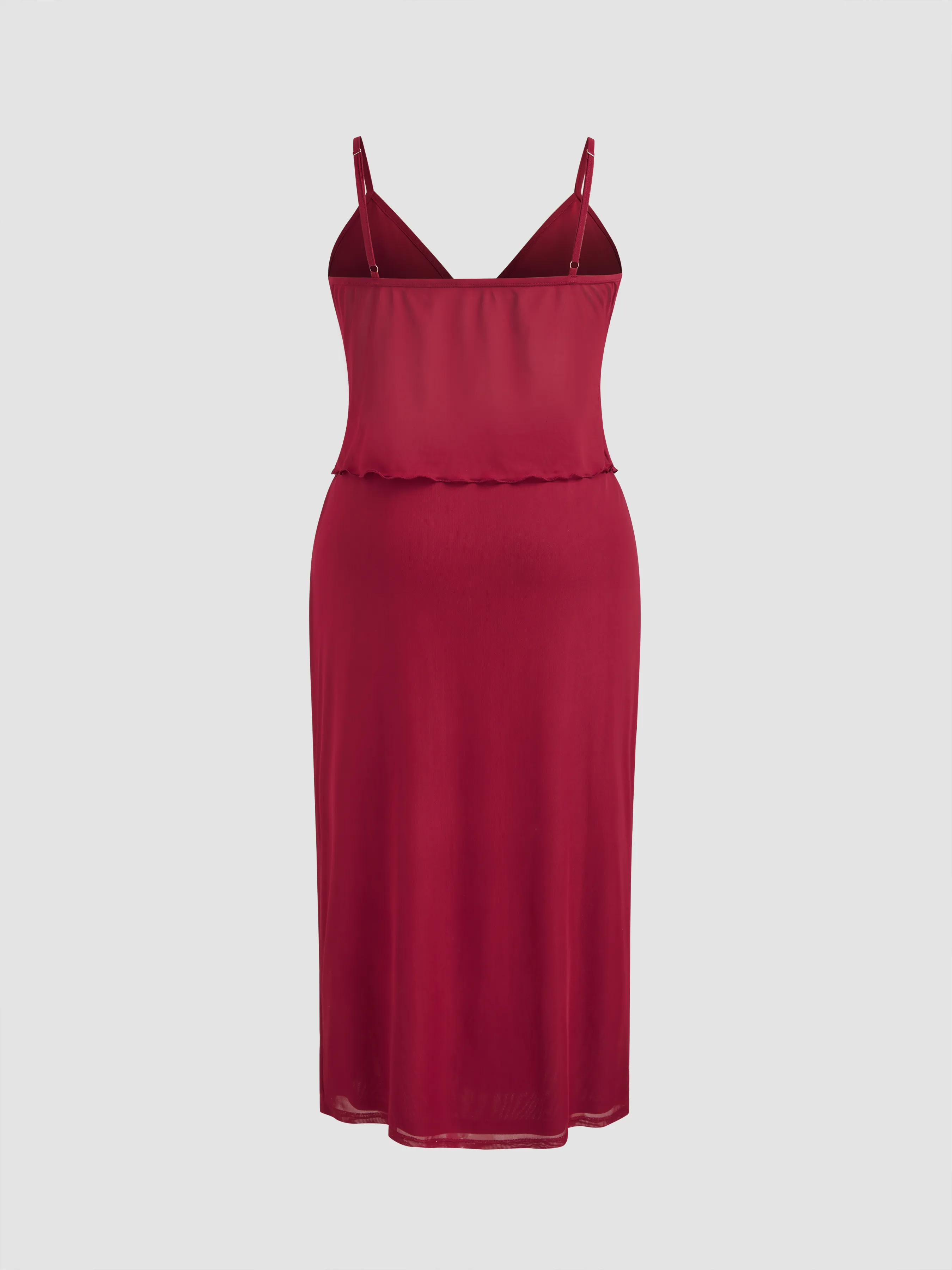  Top de Malla con Escote Corazón & Falda Maxi con Abertura Curvy