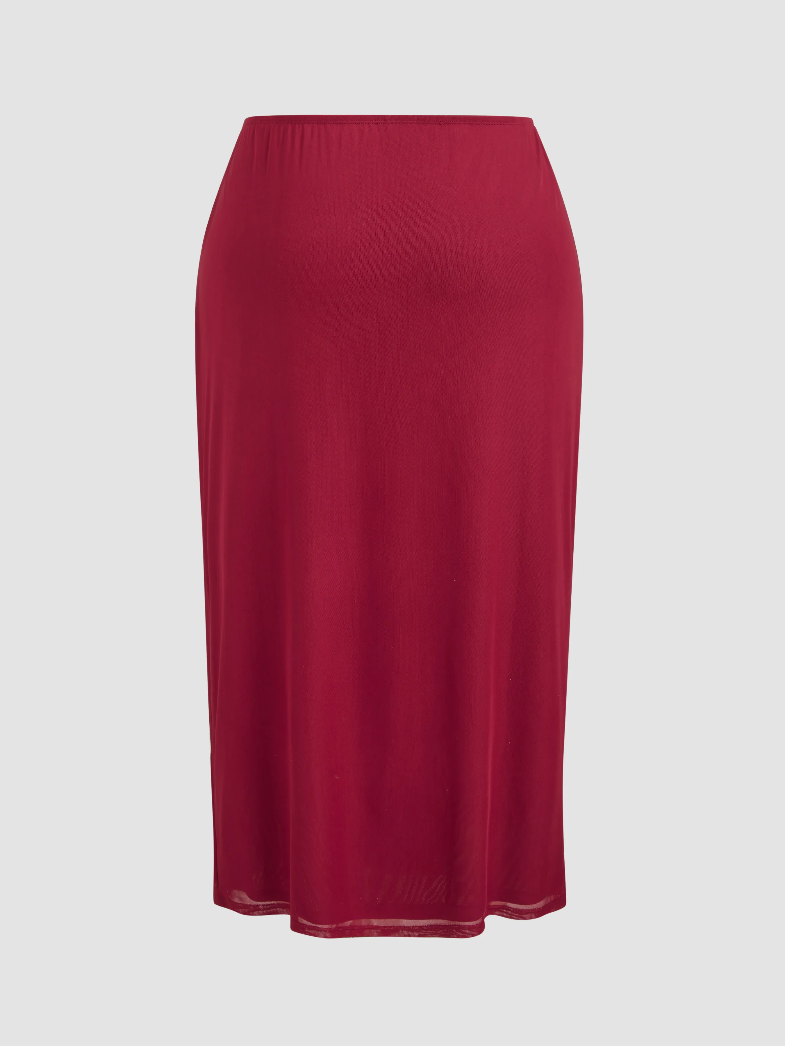  Top de Malla con Escote Corazón & Falda Maxi con Abertura Curvy