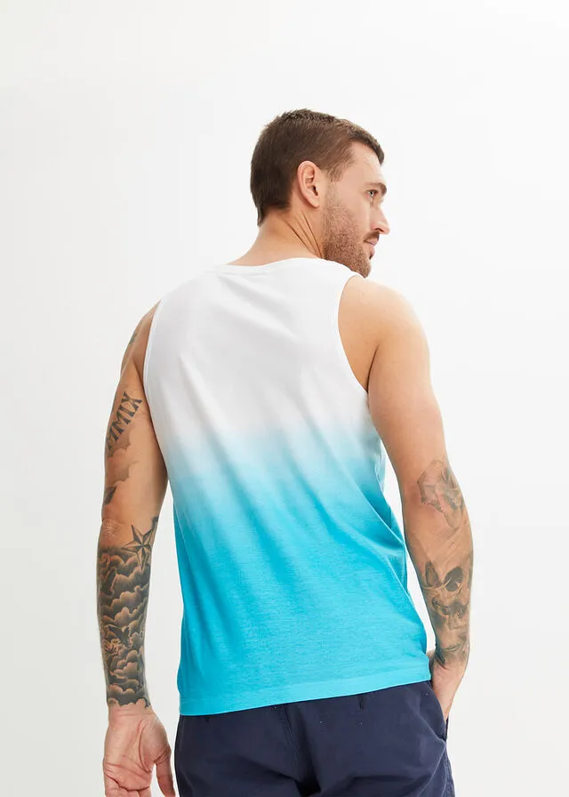 Top sin mangas con degradado de color (2 unidades) Azul marino estampado + verde agua oscuro estampado