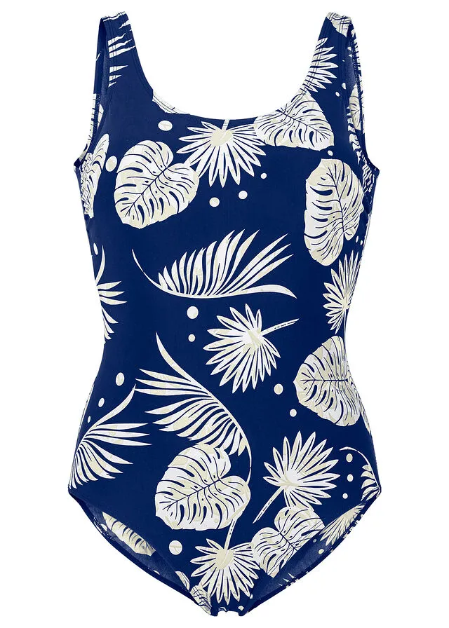 TRAJE DE BAñO CON LIGERO EFECTO MOLDEADOR AZUL OSCUROBLANCO
