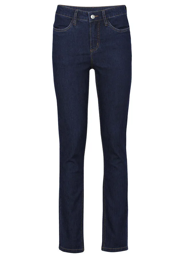 Vaqueros pitillo superelásticos de material ligero Azul oscuro denim