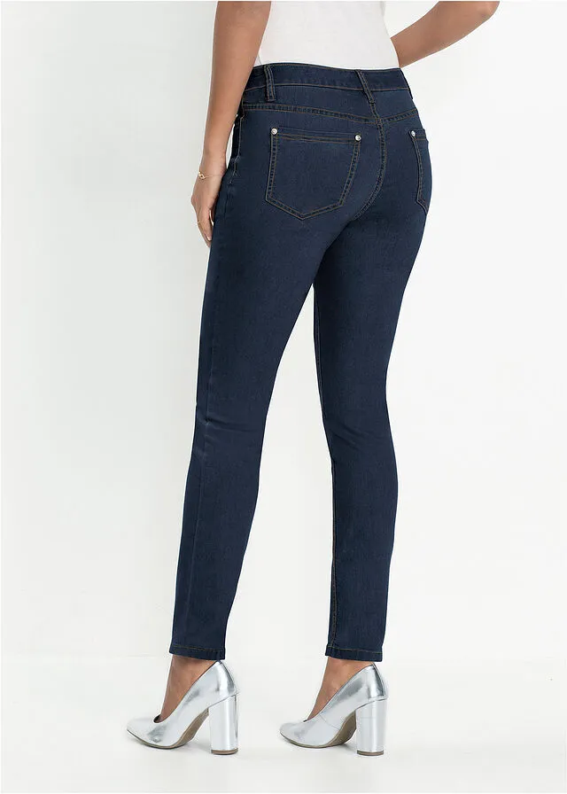 Vaqueros pitillo superelásticos de material ligero Azul oscuro denim