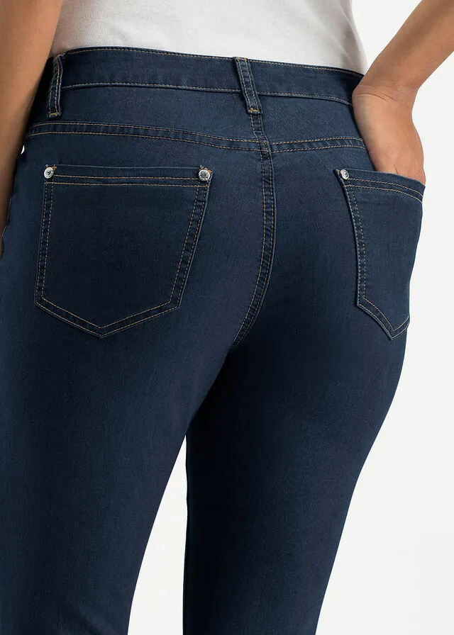 Vaqueros pitillo superelásticos de material ligero Azul oscuro denim
