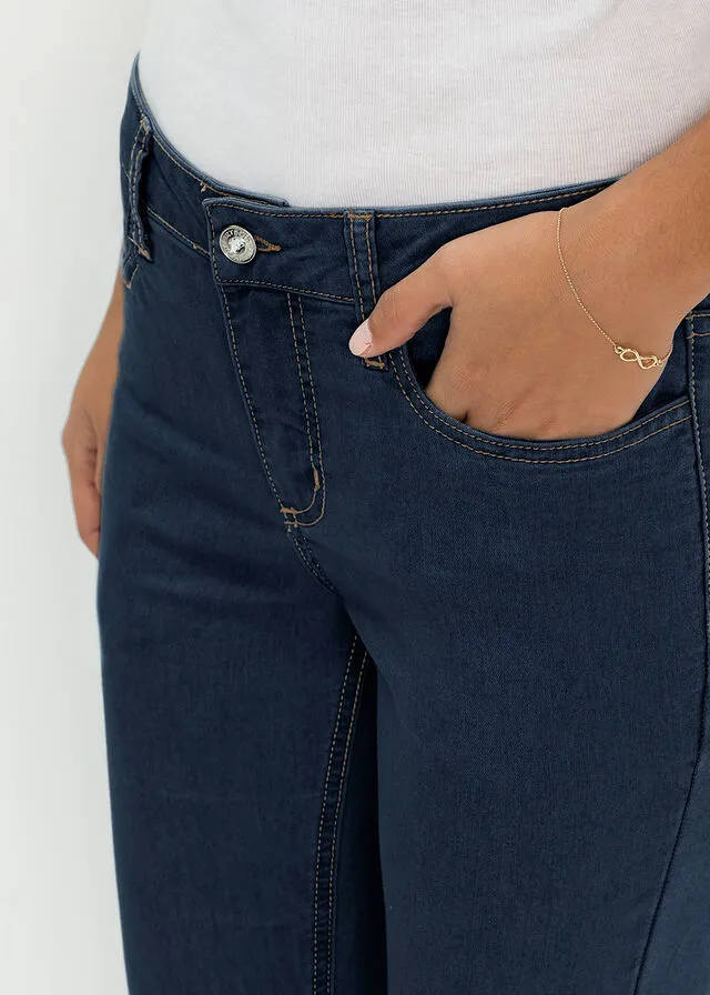 Vaqueros pitillo superelásticos de material ligero Azul oscuro denim