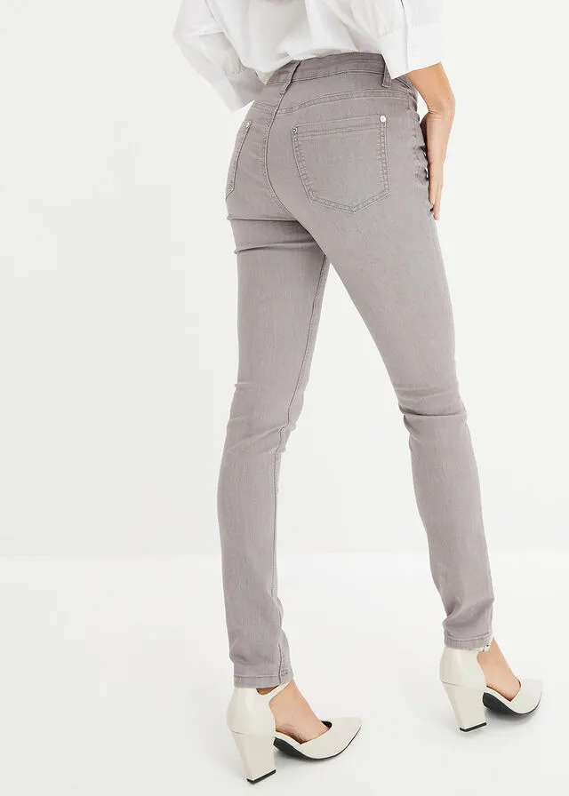 Vaqueros pitillo superelásticos de material ligero Gris claro denim