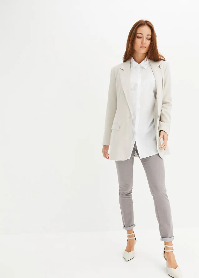 Vaqueros pitillo superelásticos de material ligero Gris claro denim