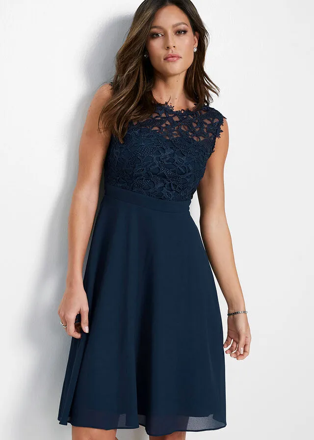 Vestido con encaje Azul marino