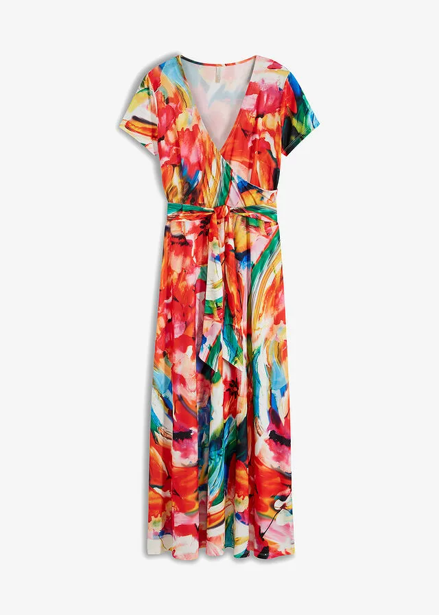 VESTIDO CON ESTAMPADO DE FLORES NARANJAROJOAZUL DE FLORES