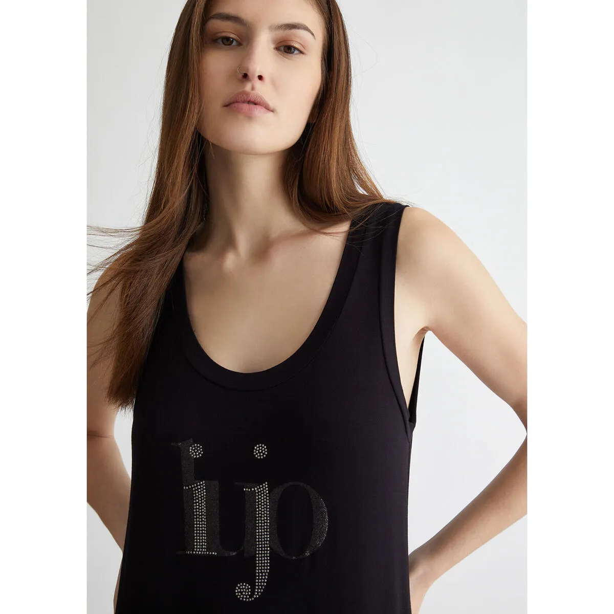 Vestido con logotipo brillante y strass