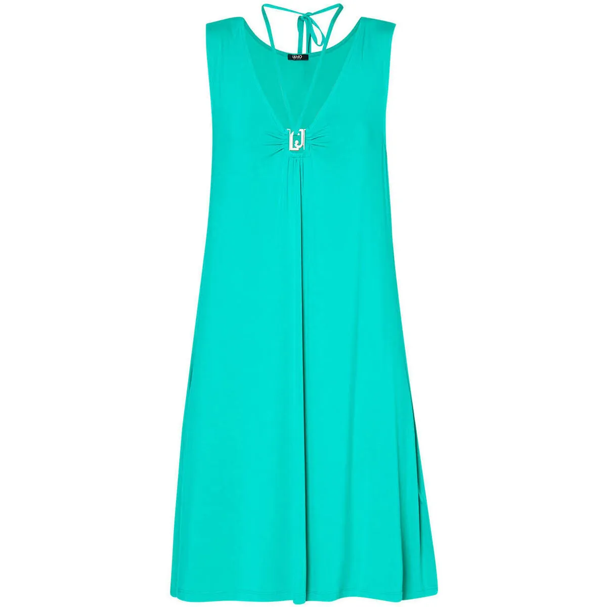 Vestido corto con logotipo decorativo