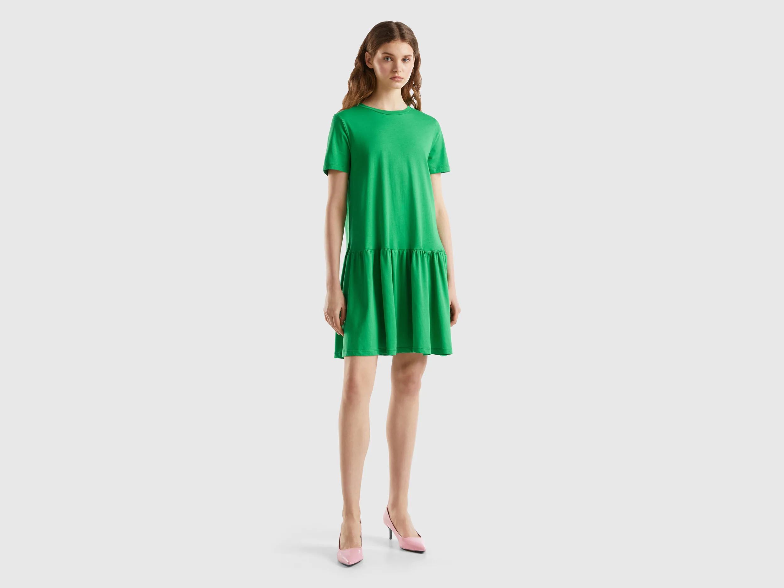 Vestido corto de algodón de fibra larga