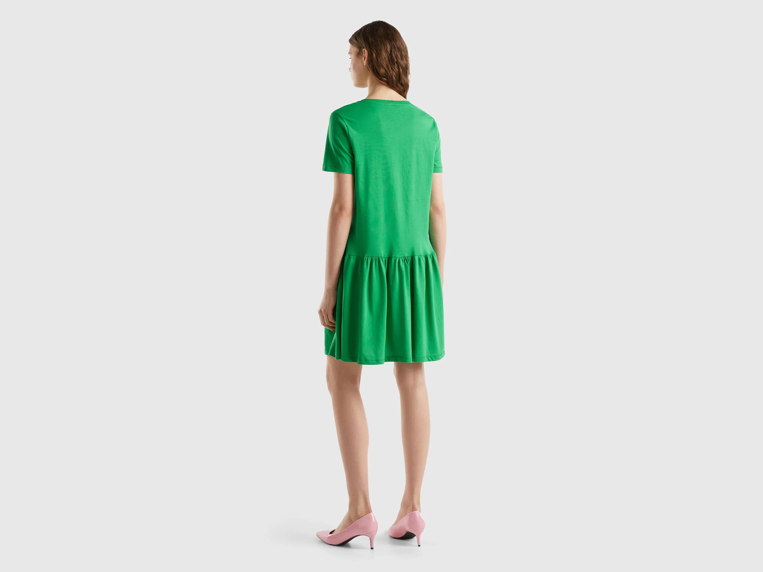 Vestido corto de algodón de fibra larga