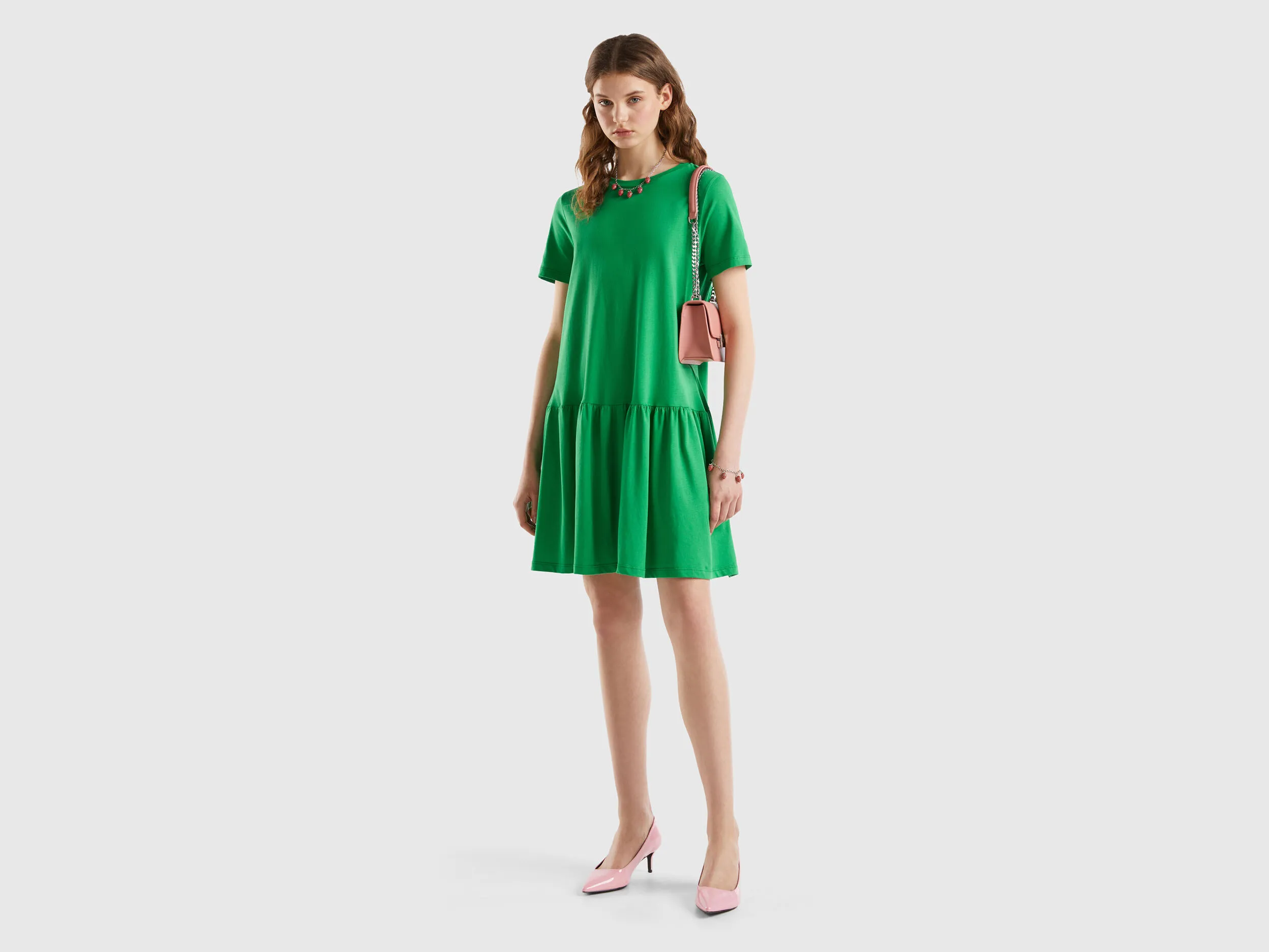 Vestido corto de algodón de fibra larga
