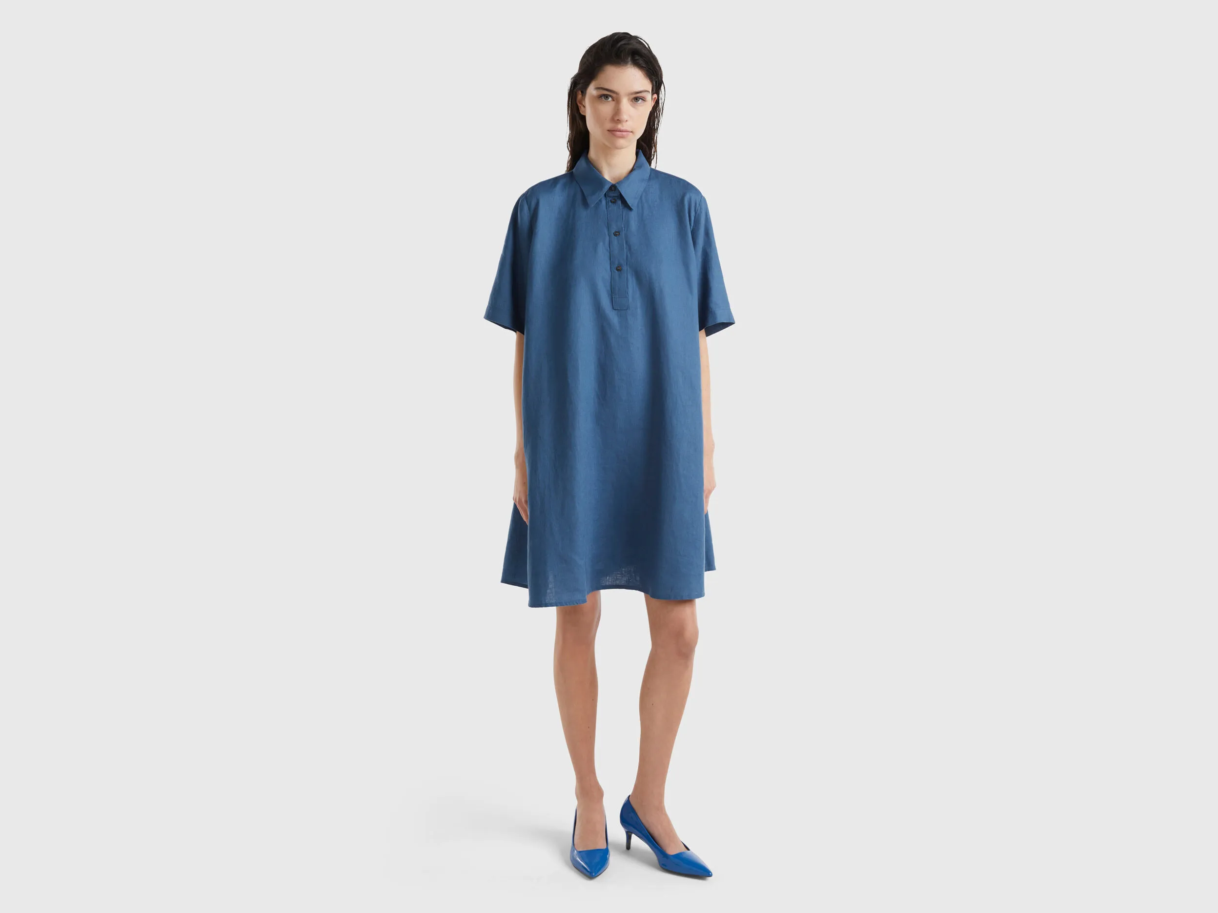 Vestido corto de puro lino