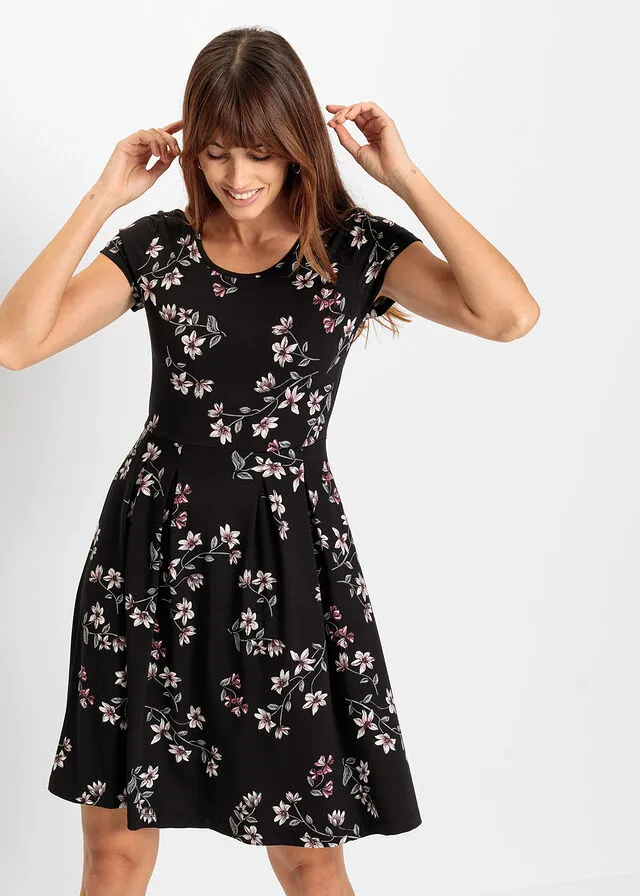Vestido de punto Negro con flores