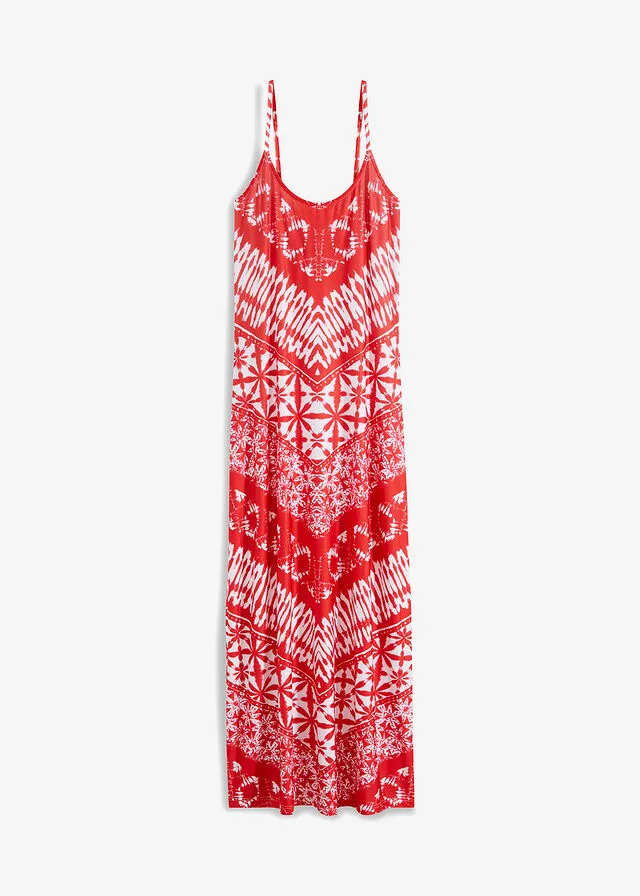 VESTIDO LARGO ESTAMPADO ROJOBLANCO ESTAMPADO