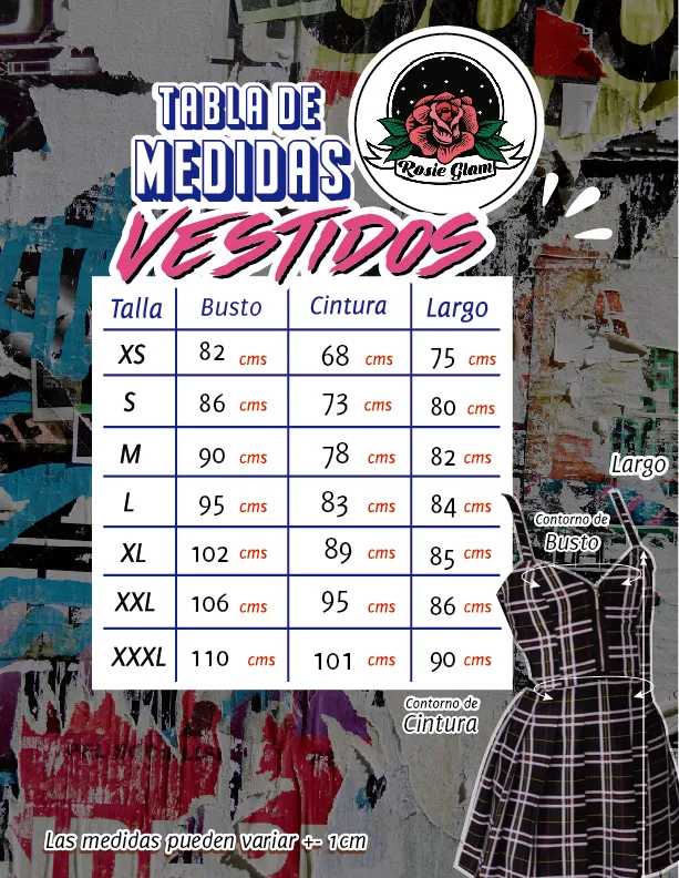 VESTIDO NEGRO DE CUADROS  ROSIEGLAM