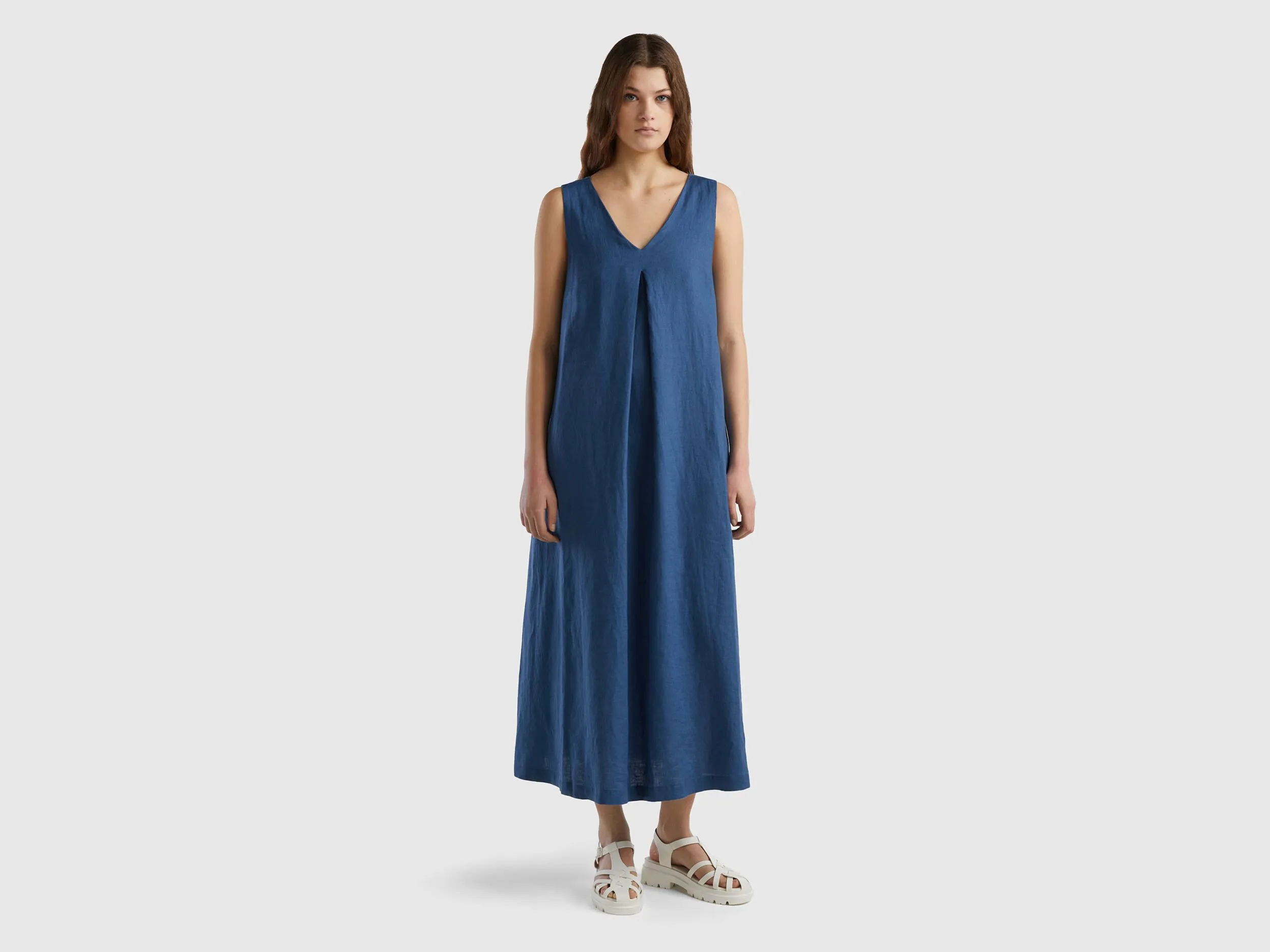 Vestido sin mangas de lino puro
