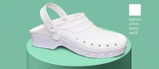 Zueco de material polímero SBS monocasco blanco